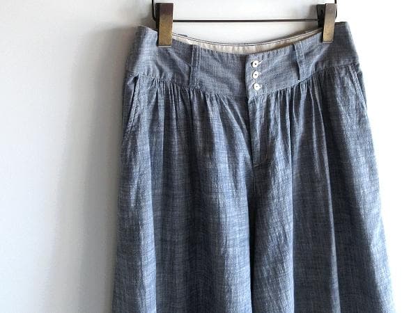 パラスパレス 貝釦 コットンシャンブレー ガウチョパンツ ワイドパンツ 3