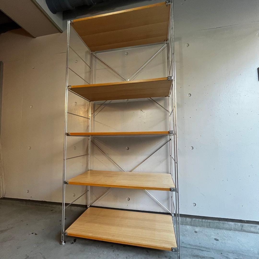 美品★無印 ステンレスユニットシェルフ　タモ材棚セット・ワイド・大