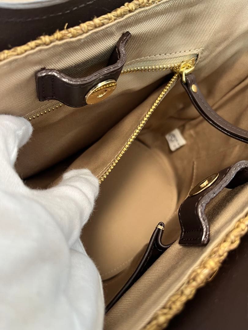 使用一回⭐︎ヴィオラドーロ　かごバッグ　ブラウン　ストラップ付き