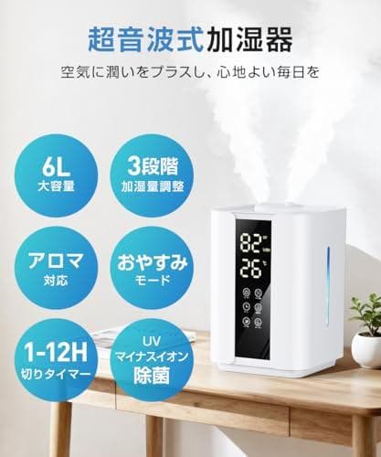 加湿器 大容量 上から給水 【2026新登場・6Lタンク&UVライト除_corg