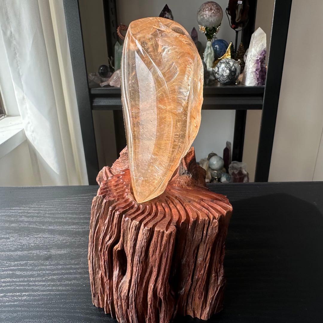 天然石ルチルクォーツ共生ファイアクォーツの原石　置物NO.031204