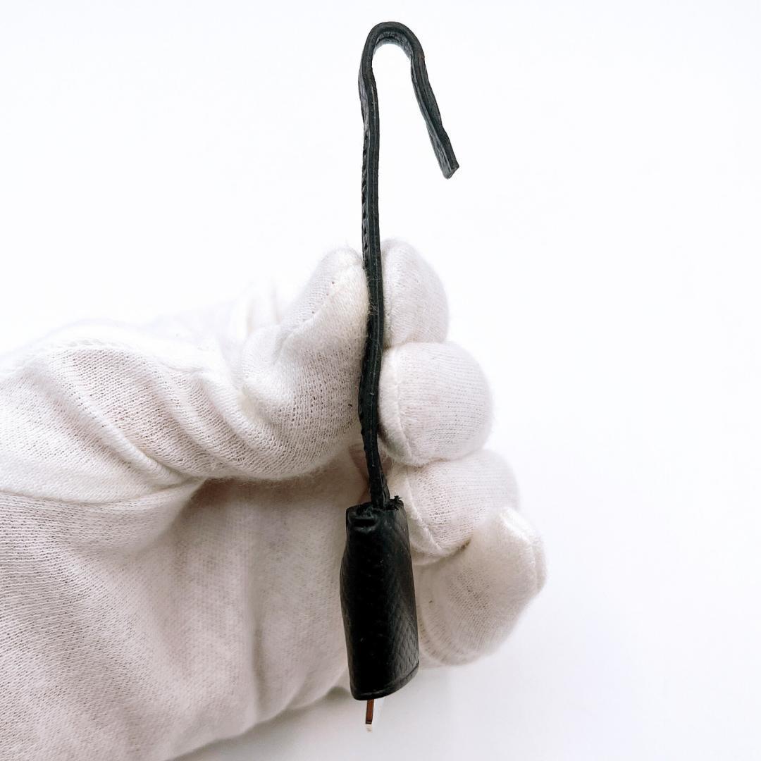 HERMES エルメス ミニクロシェット チャーム シルバー レザー ブラック