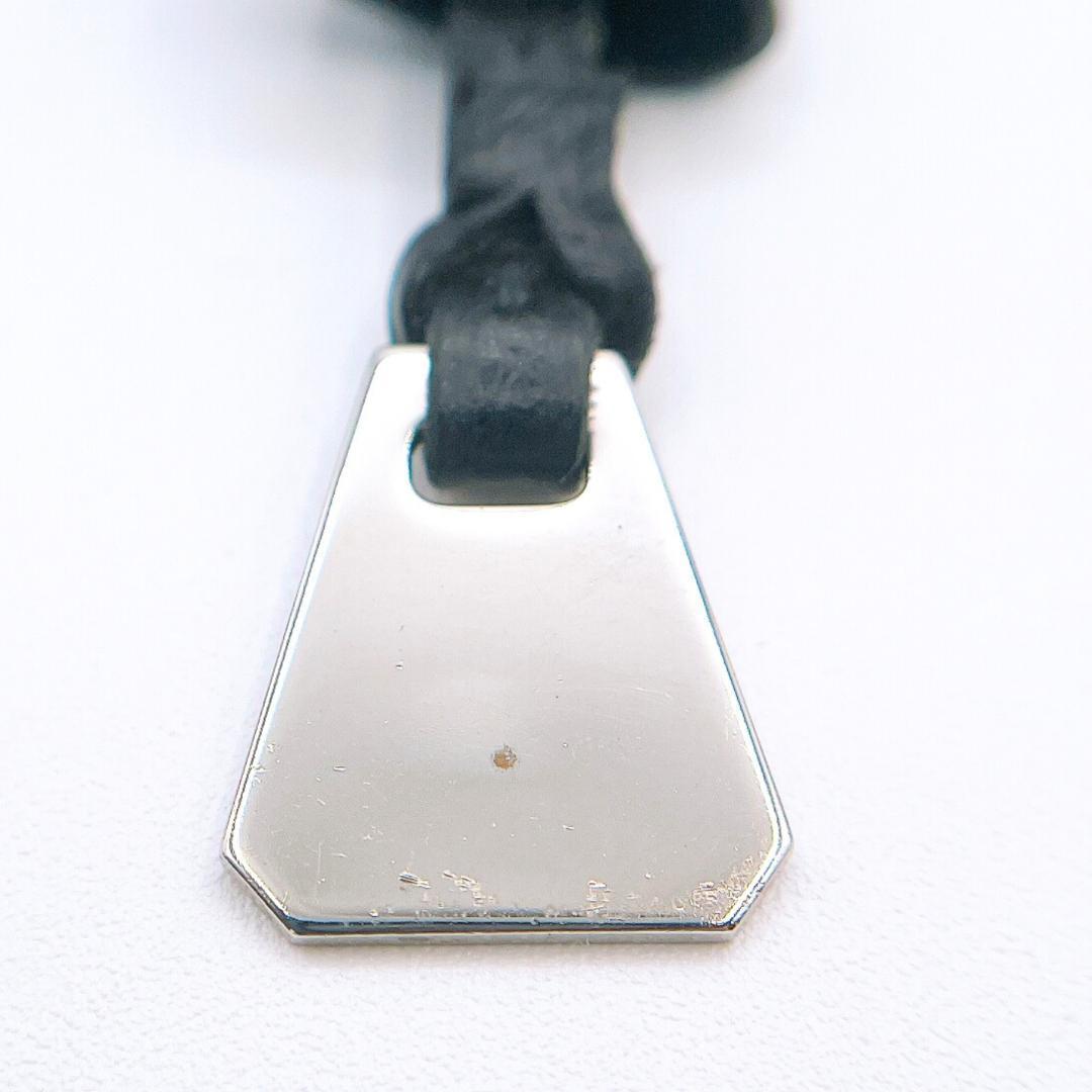 HERMES エルメス ミニクロシェット チャーム シルバー レザー ブラック