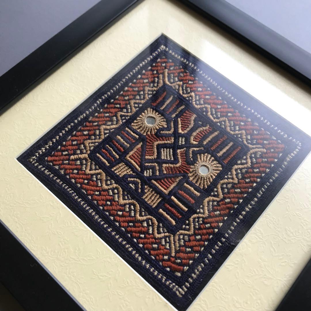一点もの インド手刺繍 幾何学模様 アート｜ミラーワーク 額装