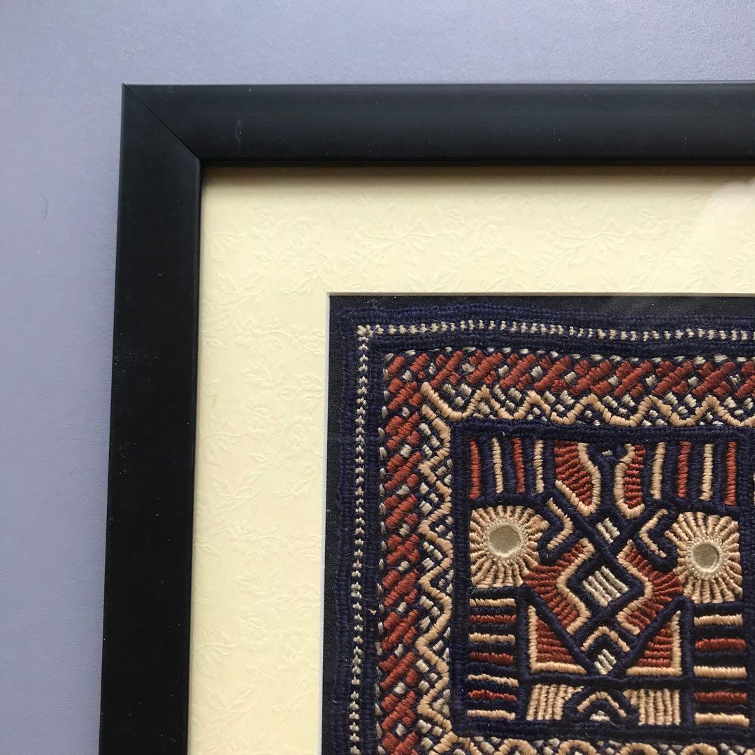 一点もの インド手刺繍 幾何学模様 アート｜ミラーワーク 額装