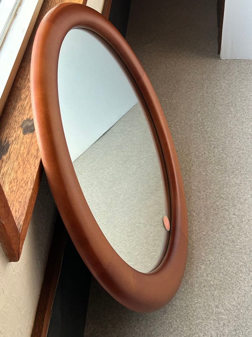 ヴィンテージ　ラウンド　ウォールミラー　レトロモダン壁掛け鏡　ミッドセンチュリー
