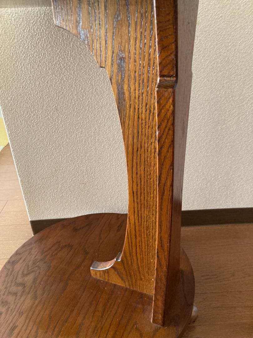 木製　サイドテーブル　丸　キャスター付き　日本製