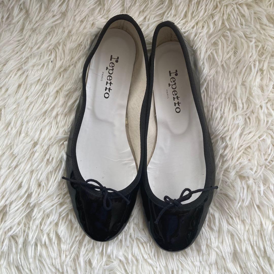 repetto レペット 24.5 39 エナメル バレエ サンドリオン 黒