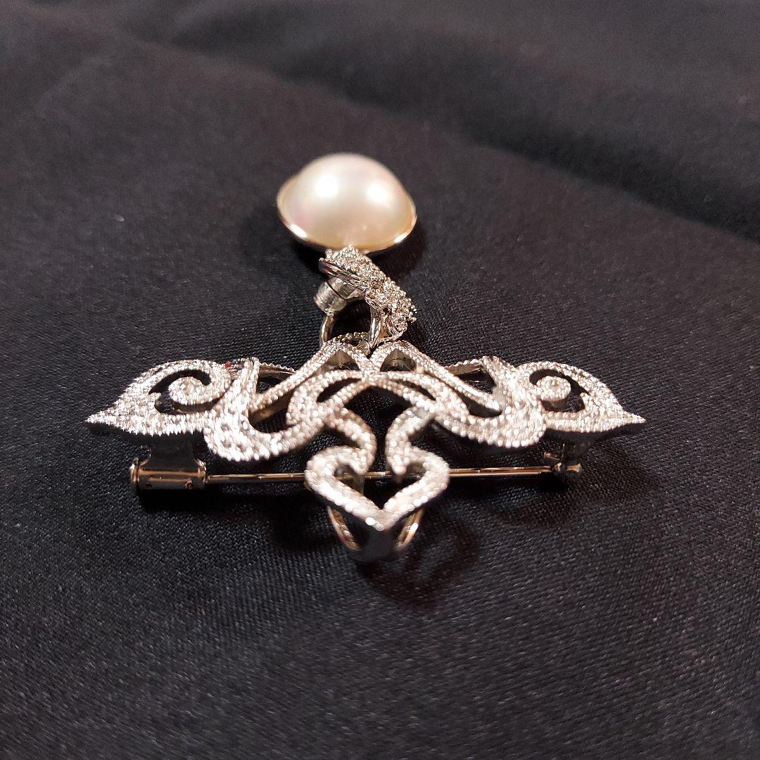 新品未使用　タサキ　マベ養殖真珠 約14mm　ブローチ&ペンダントトップ