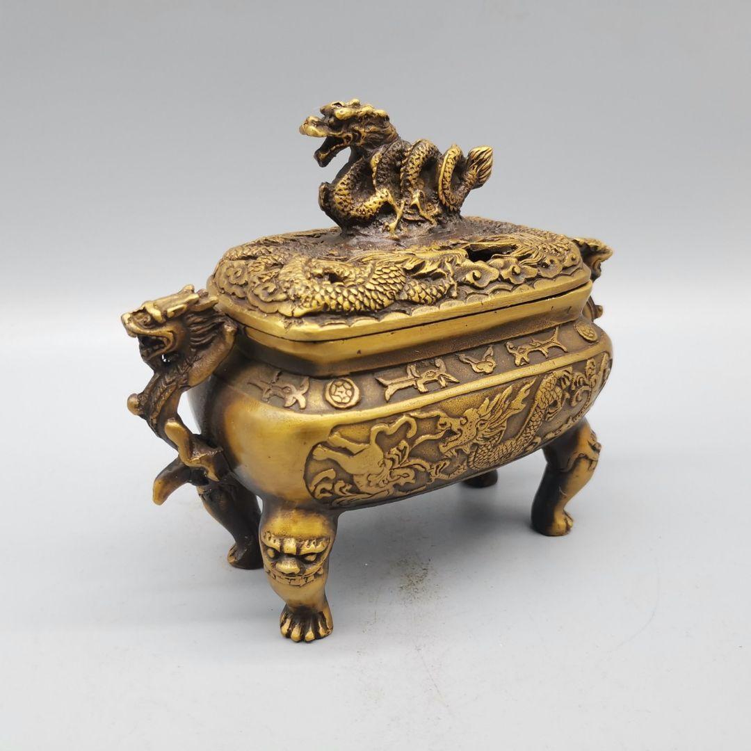 銅器 香炉 竜紋香炉 檀香炉 鼎 香道具 茶道具装飾品 現代工芸品美術品 置物