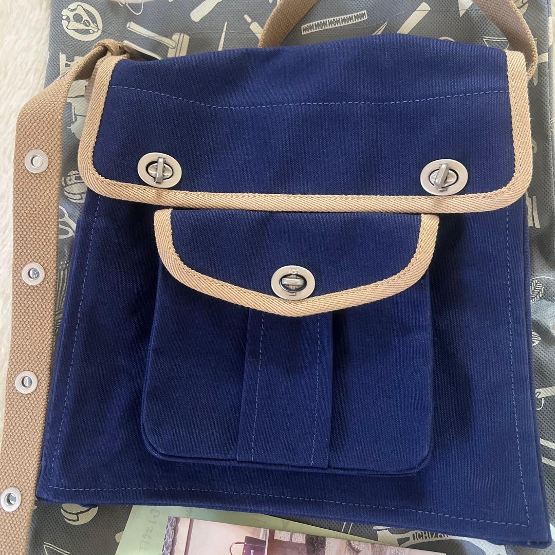一澤帆布報 ネイビー キャンバス スマホショルダーバッグ 未使用