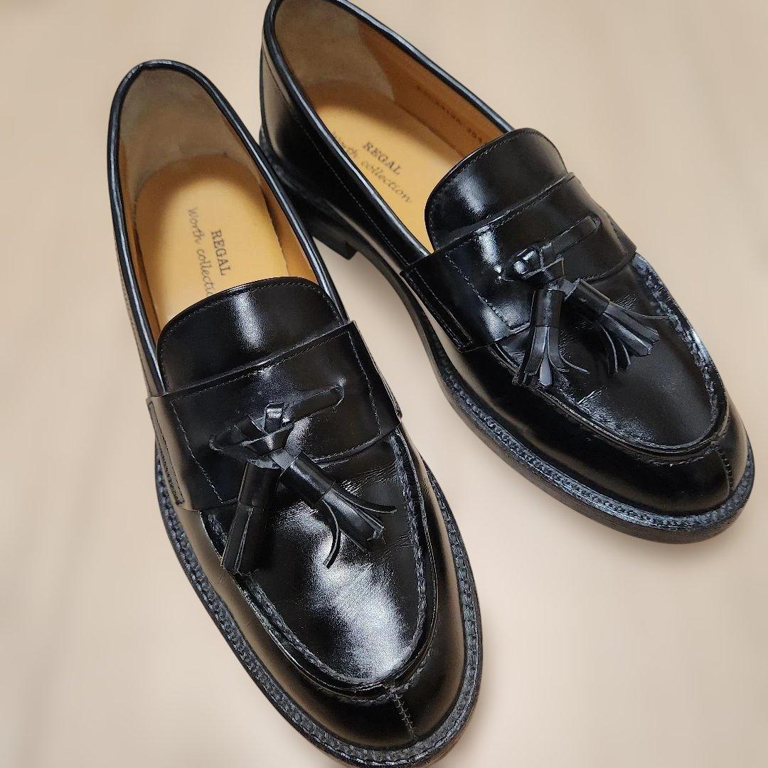 リーガル REGAL タッセルローファー Uチップ ブラック J641 25cm