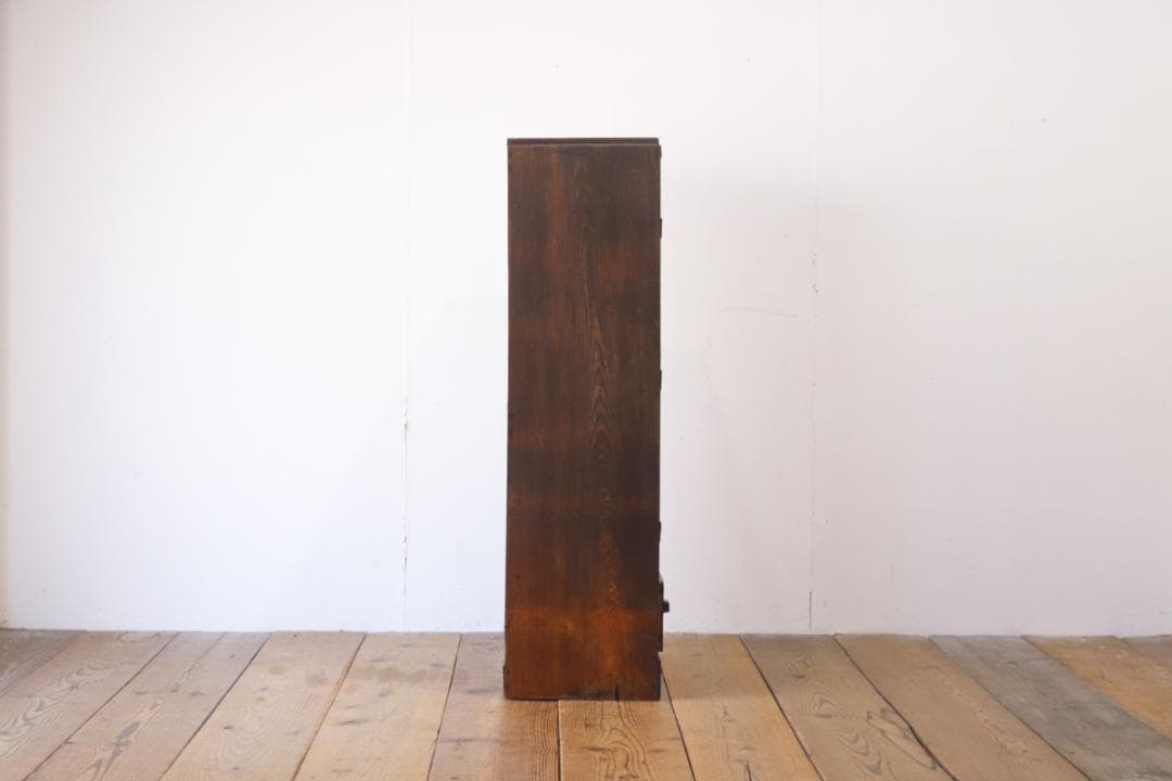 レトロ 小振り ガラスキャビネット 本箱 収納 ラック 引き出し 抽斗 2杯