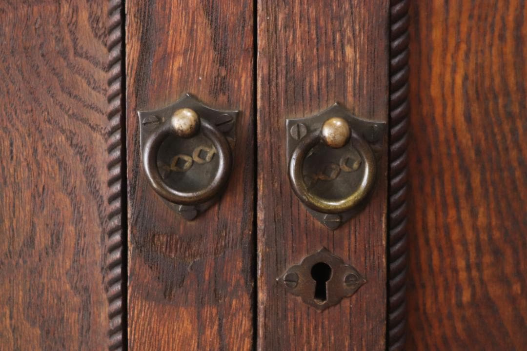 レトロ 小振り ガラスキャビネット 本箱 収納 ラック 引き出し 抽斗 2杯