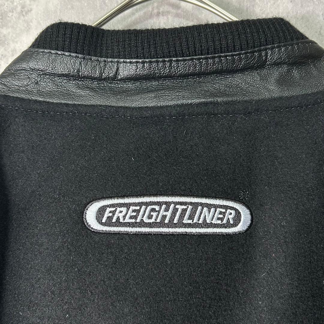 極上 レザー ウール カナダ製 企業刺繍ロゴ スタジャン 中綿 黒 本革