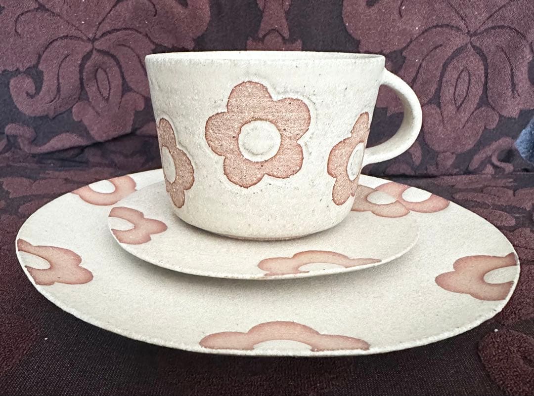 A*K様 佐野智子　花柄カップソーサーとプレートセット