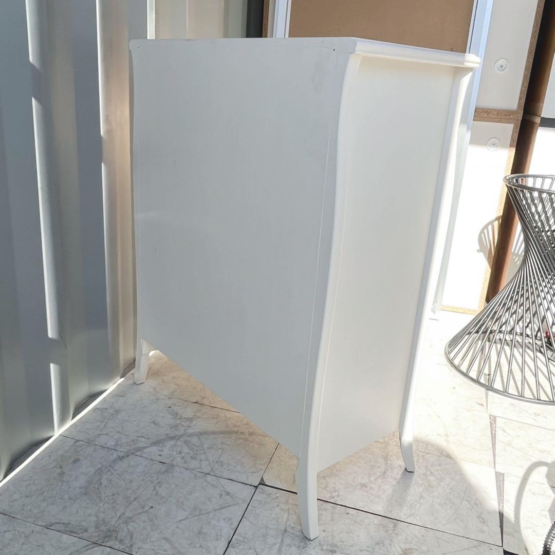 取付無料！IDC大塚家具 松永工房 カンティーニュ 猫脚姫系ホワイトハイチェスト