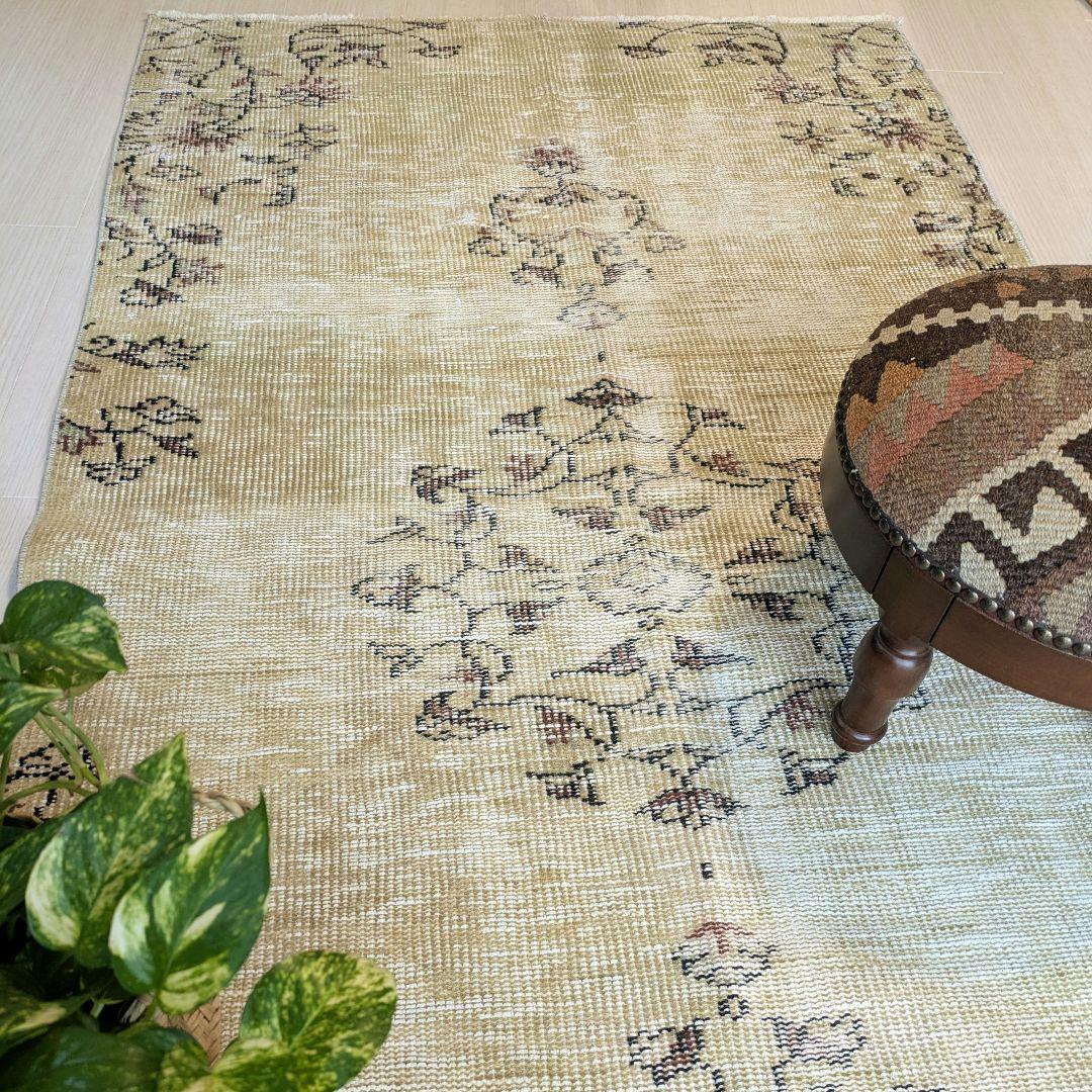 95×182 ヴィンテージマスタード　シノワズリ柄