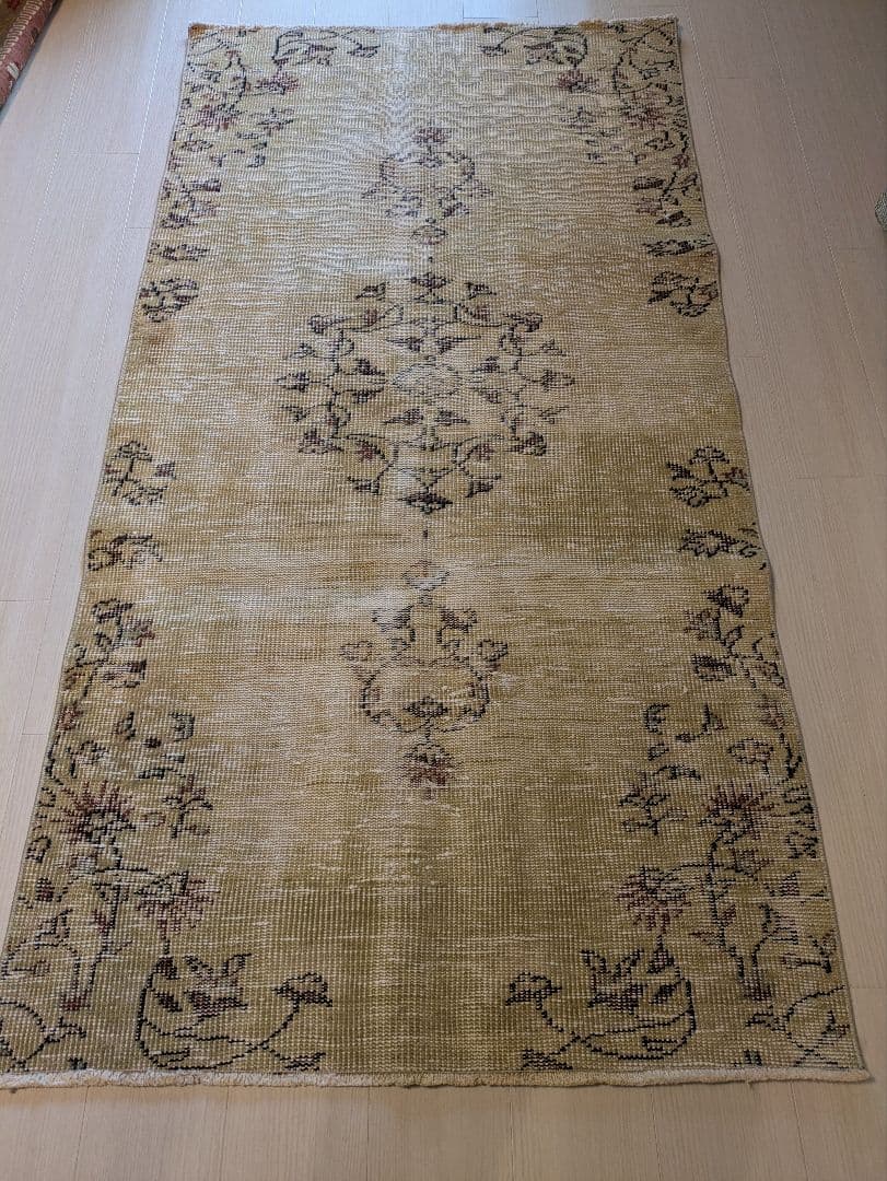 95×182 ヴィンテージマスタード　シノワズリ柄