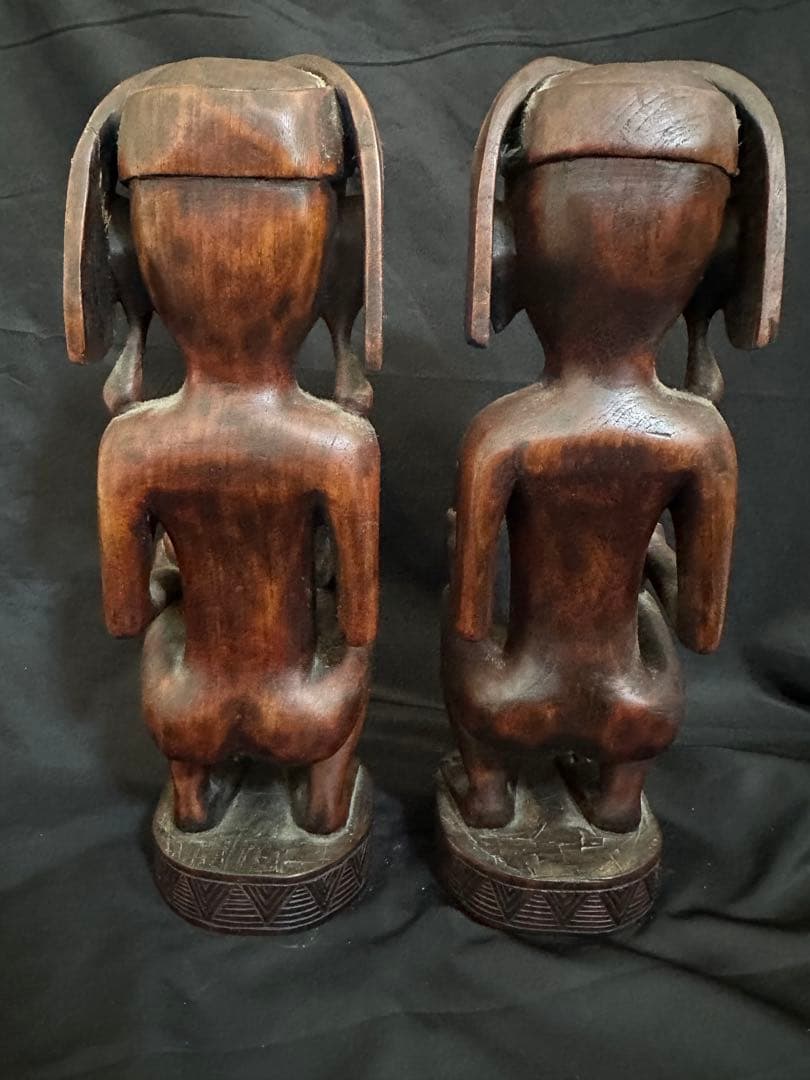 アンティーク パプアニューギニア 木彫り二体セット/ポリネシアン