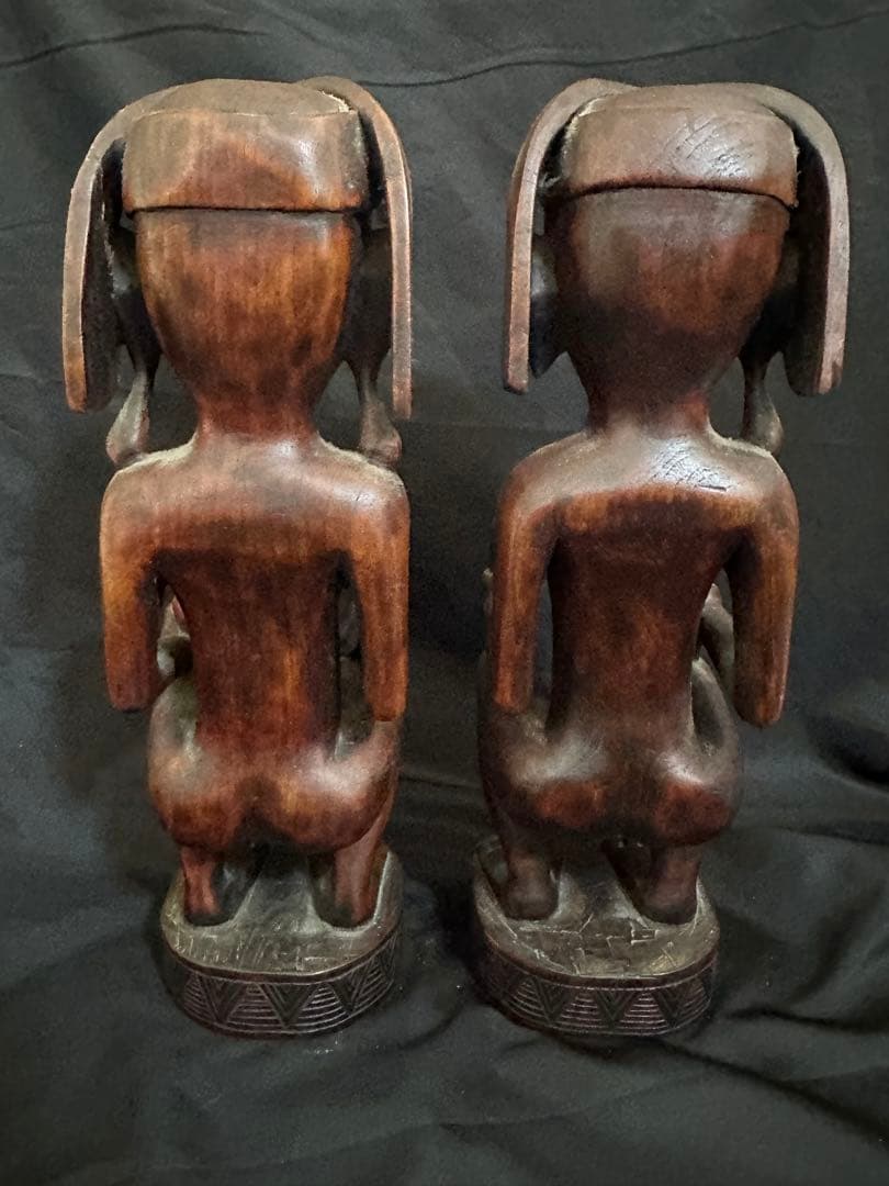 アンティーク パプアニューギニア 木彫り二体セット/ポリネシアン