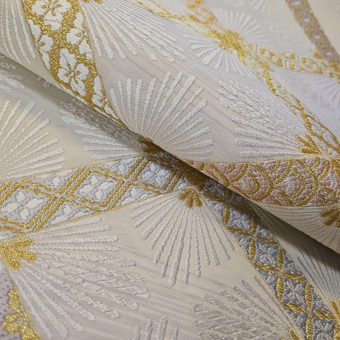 袋帯☆つづれ唐織☆正絹☆加賀の宴☆六通☆フォーマル☆白地☆七宝柄☆仕立て上がり