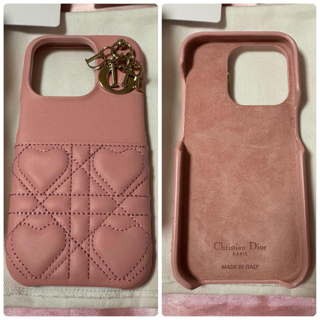 Lady Dior iPhone15Pro ケース ピンク ハートキルティング