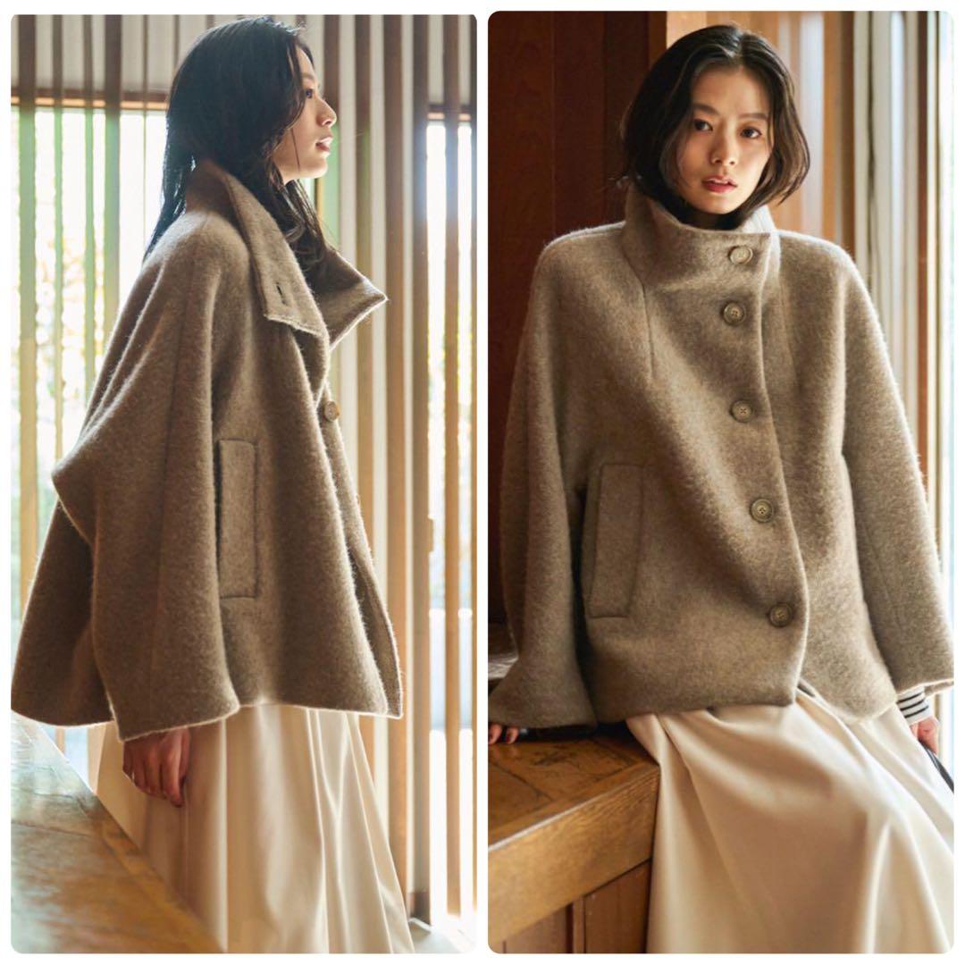 極美品　23AW ルーニィ　スタンドカラードルマンコート ショートコートポンチョ