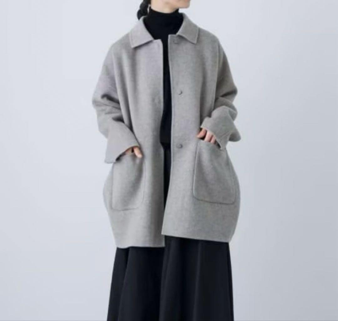 かぐれ グレー ウールステンカラーコート