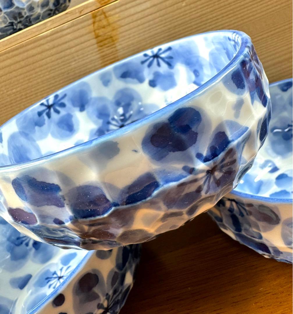 220 波佐見焼　林九郎窯　小鉢揃五客組　未使用品　長期保管　共箱