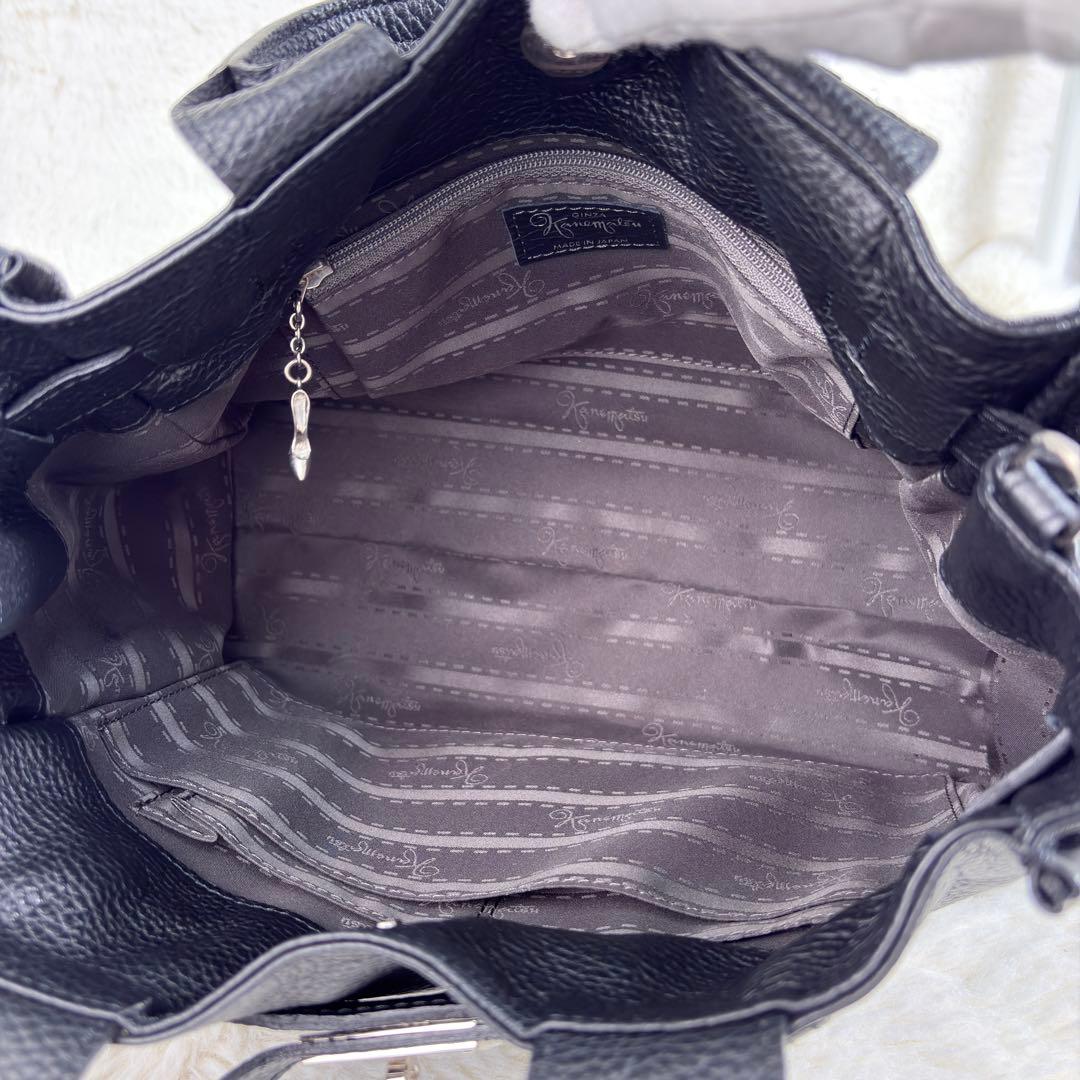 【りょう様用】銀座かねまつ 本革レザー 2WAY ショルダーバッグ ブラック