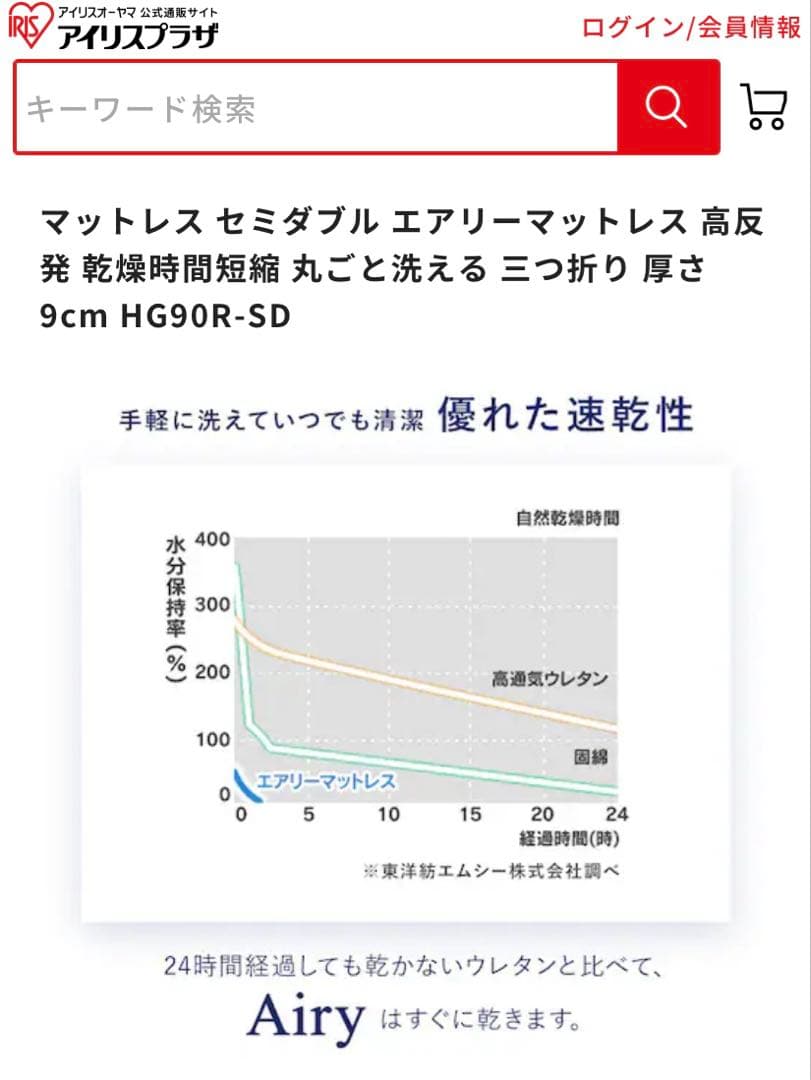 高反発マットレス セミダブル HG90-SD アイリスオーヤマ　エアリー