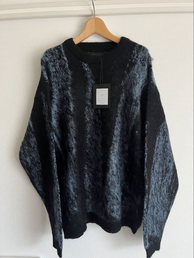 トップス YOKE JACQUARD MOHAIR SWEATER #BLUE