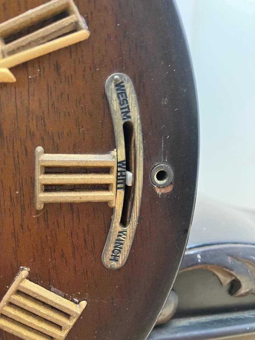 【中古品】木製ゼンマイ式置き時計