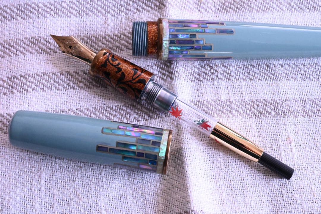 中屋万年筆、天色、螺鈿、蒔絵