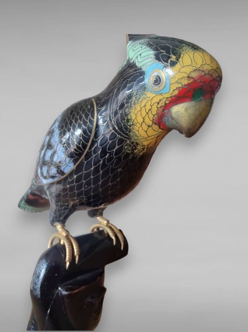 【ヴィンテージ】　アジア七宝オウムの置物