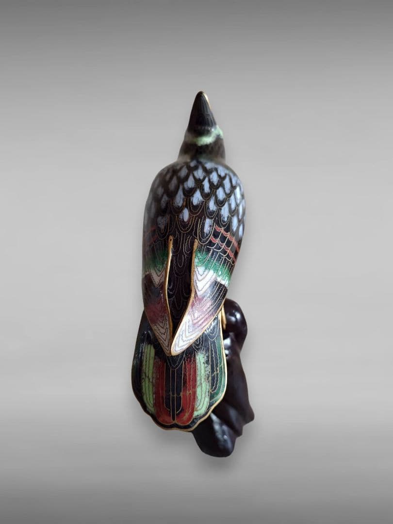 【ヴィンテージ】　アジア七宝オウムの置物