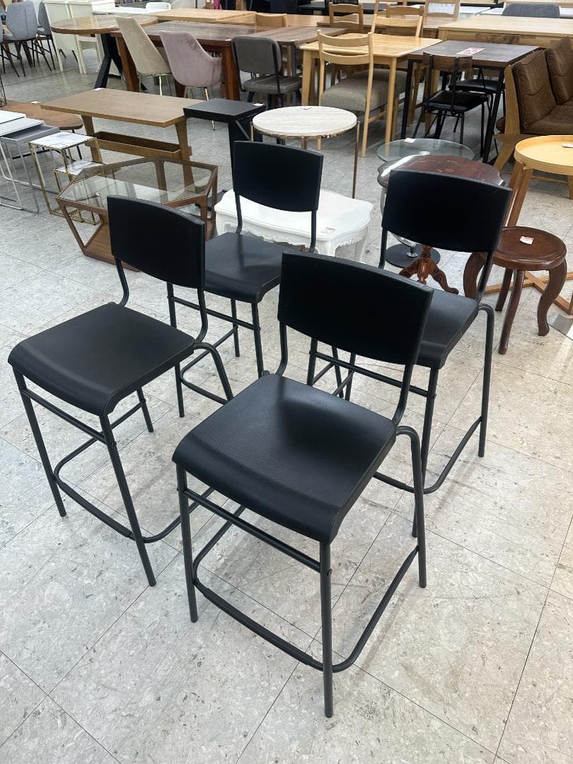 IKEA カウンターダイニングセット イス4脚 ブラウン