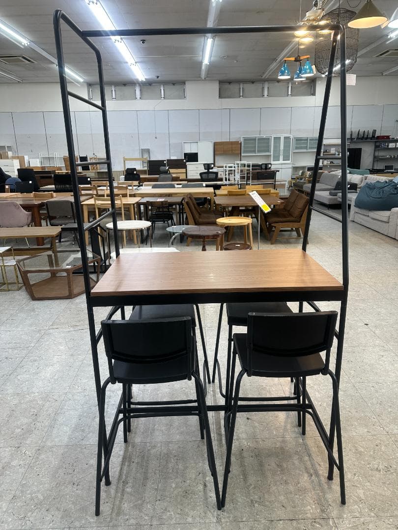 IKEA カウンターダイニングセット イス4脚 ブラウン