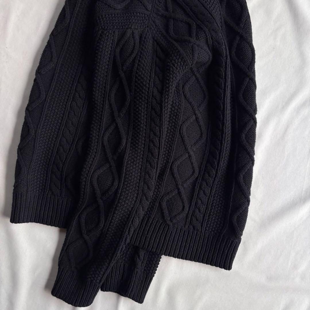 トップス 00s OLD GAP aran pattern cotton knit BLK