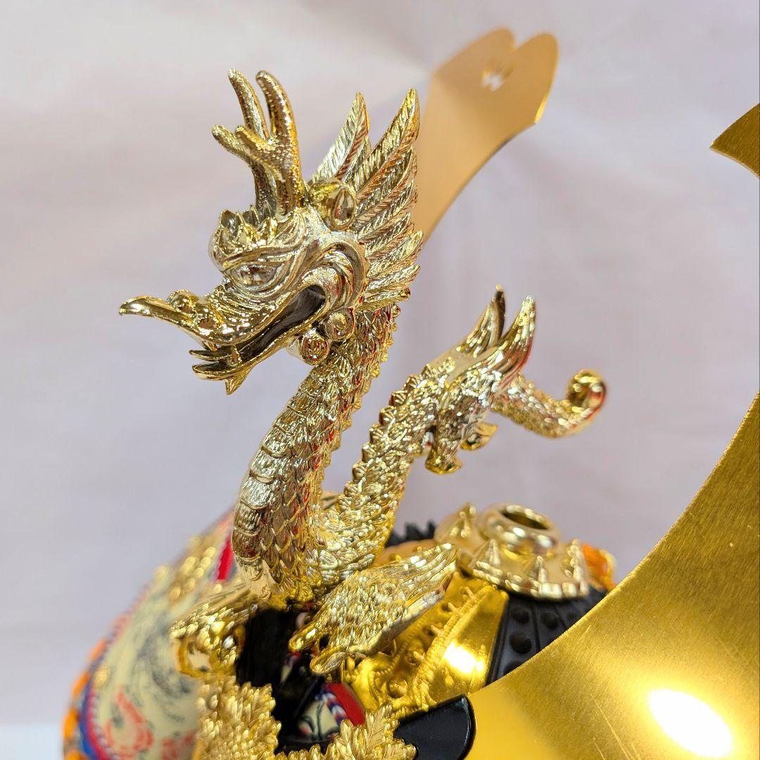 五月人形 兜飾り台付き 龍玉作 尾張 龍 獅子 ゴールド 金色 子どもの日4