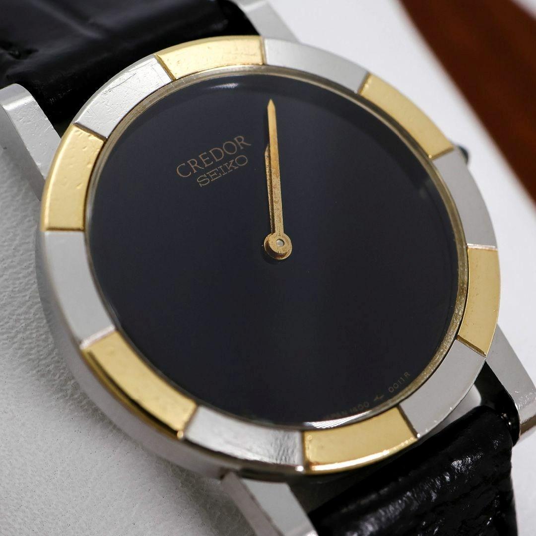 稼働 SEIKO CREDOR 腕時計 1400 ブラック文字盤 1386