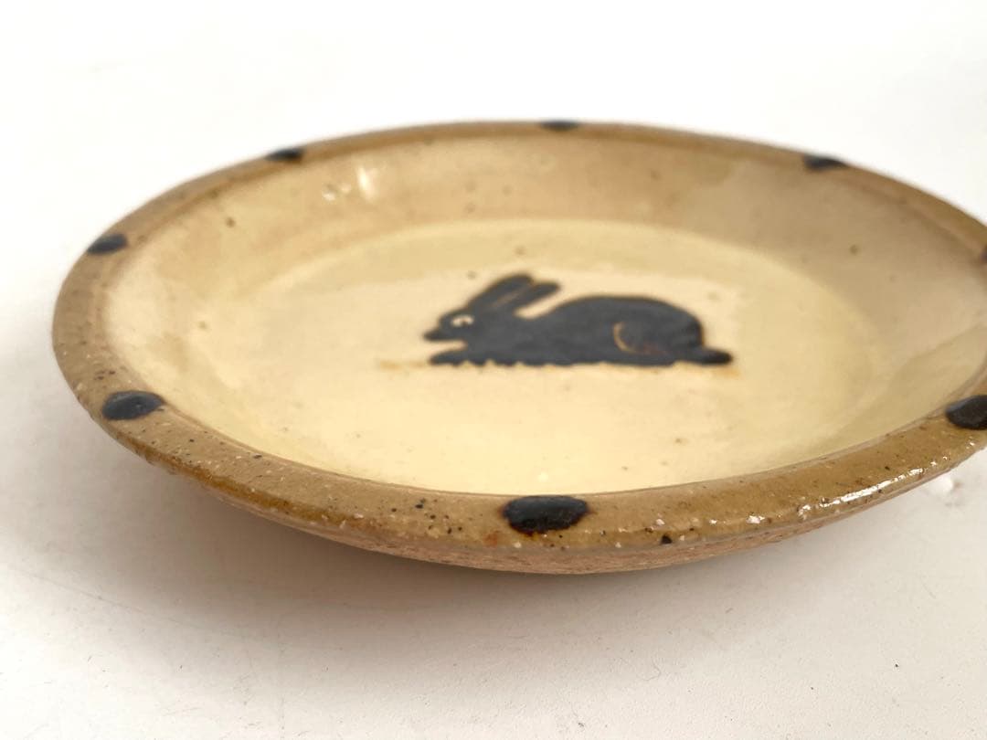 陶芸家　作家物　船木研児　舩木　研兒　うさぎ　丸皿　布志名焼　出雲　民芸　民藝