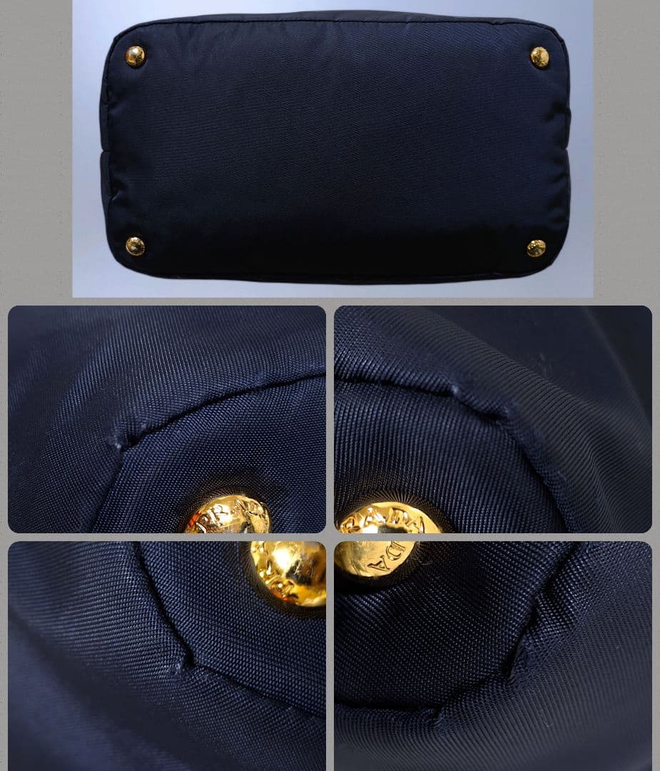 極美品 PRADA ショルダーバッグ 斜め掛け ハンドバッグ ナイロン ネイビー