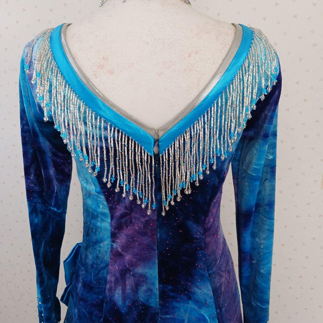 社交ダンス用ラテンドレス 青紫 グラデーション