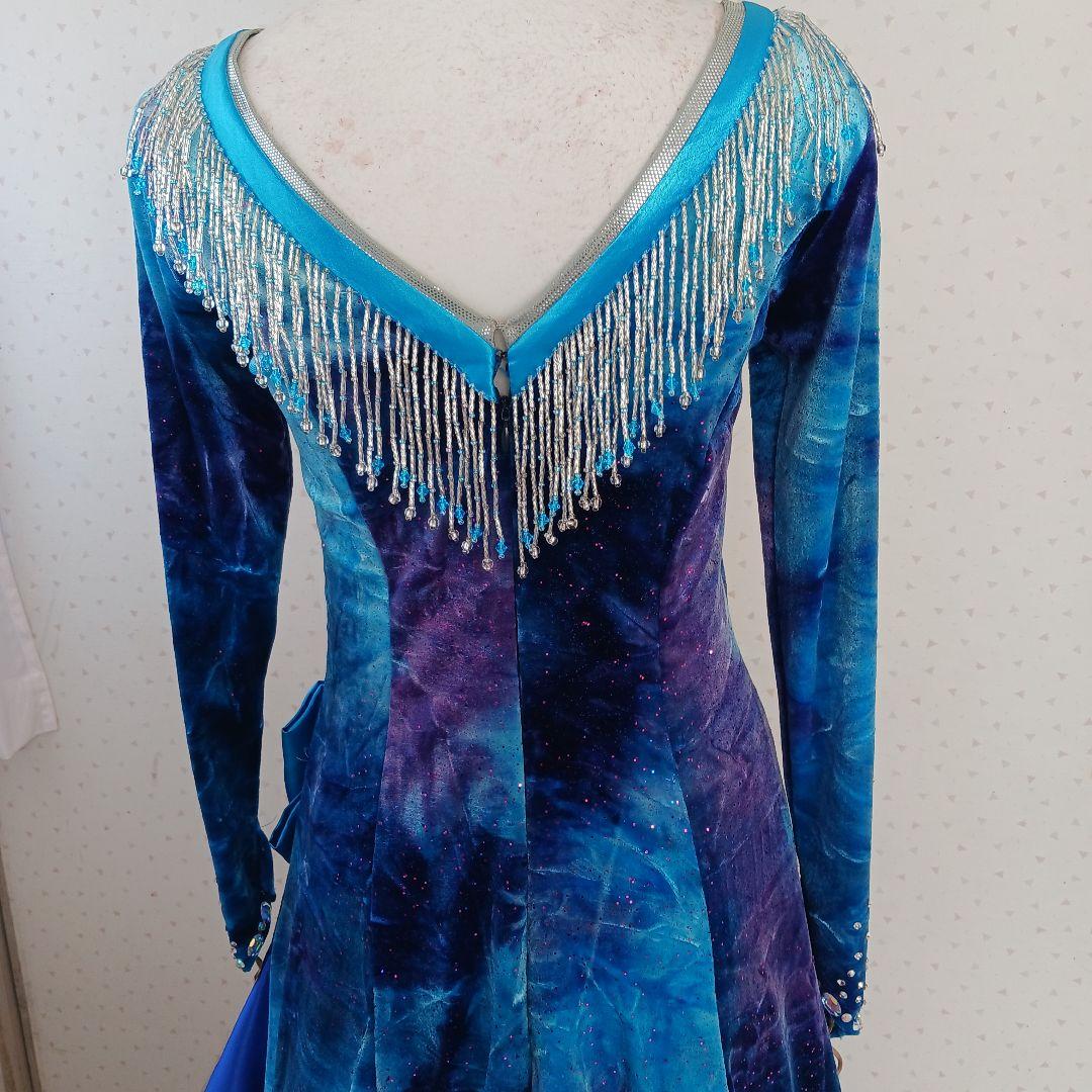 社交ダンス用ラテンドレス 青紫 グラデーション