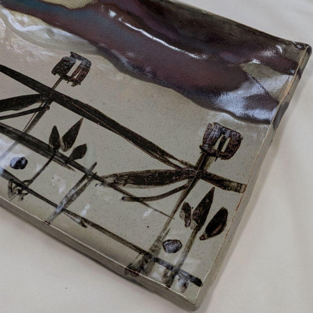 大皿 角皿 靖 工芸品 絵皿 飾り皿 陶磁器