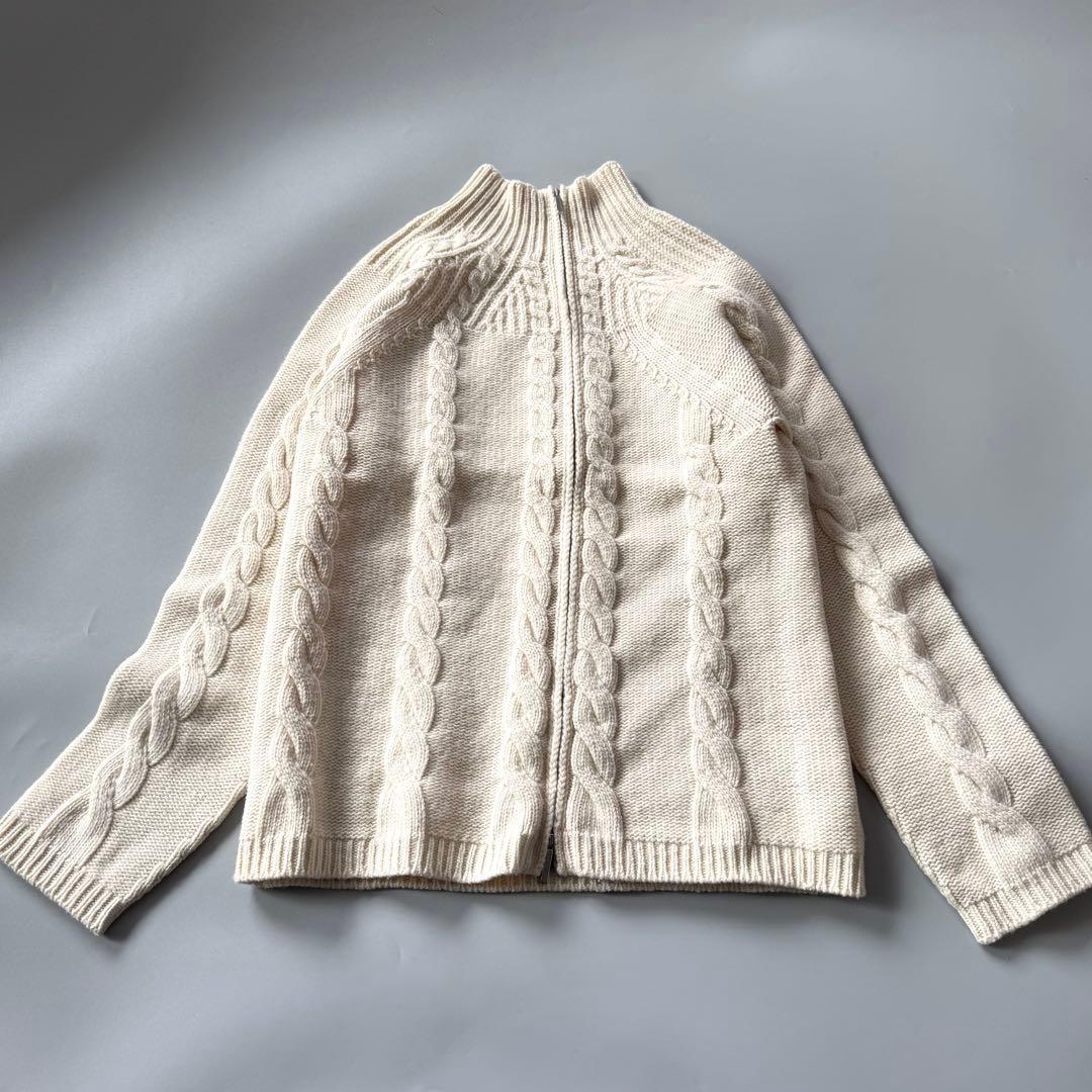 S マックスマーラ　カシミヤ混　ウール　ジップカーディガン　アイボリー