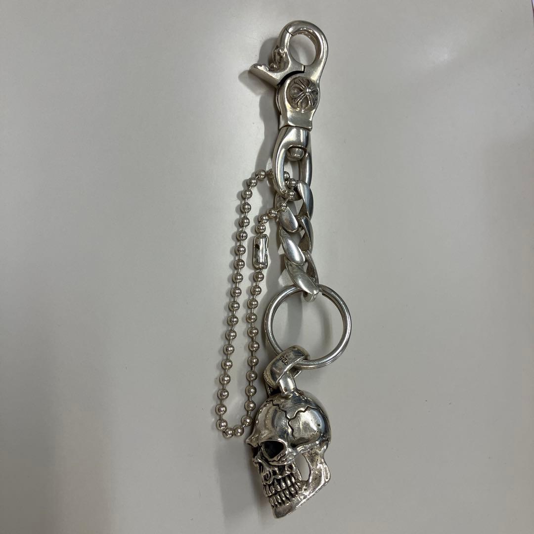 E シルバー925 スカルキーホルダー