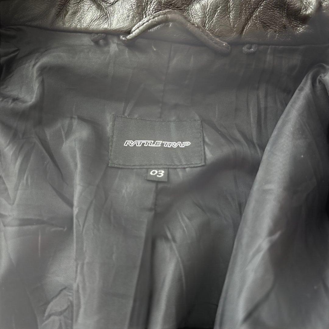 美品【y2k】ラトルトラップ　シングルライダースL 豚革　シワ加工　こげ茶